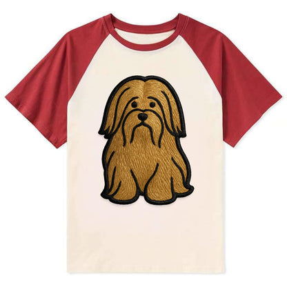 Lhasa Apso - Trendy long-haired design w - Contrast Raglan T-shirt - Red