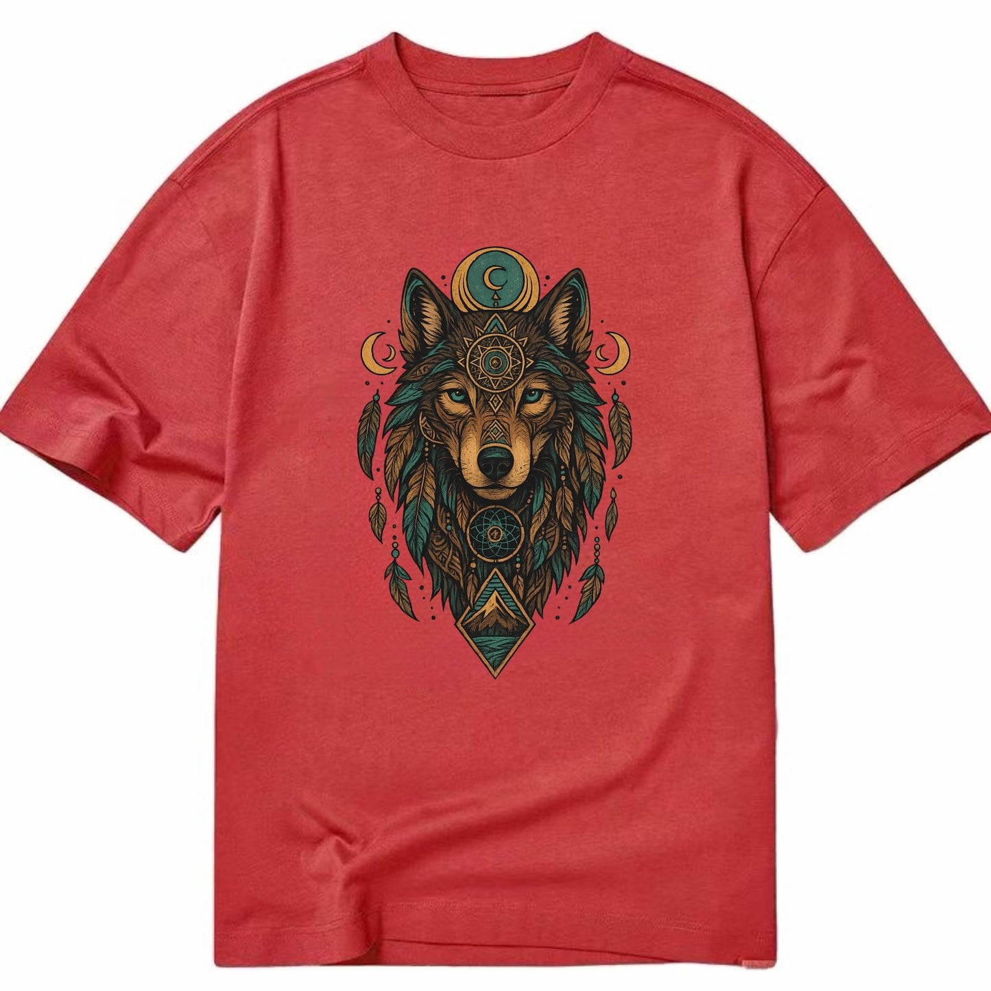 Retro 80s Wolf  - Classic T-shirt - Red