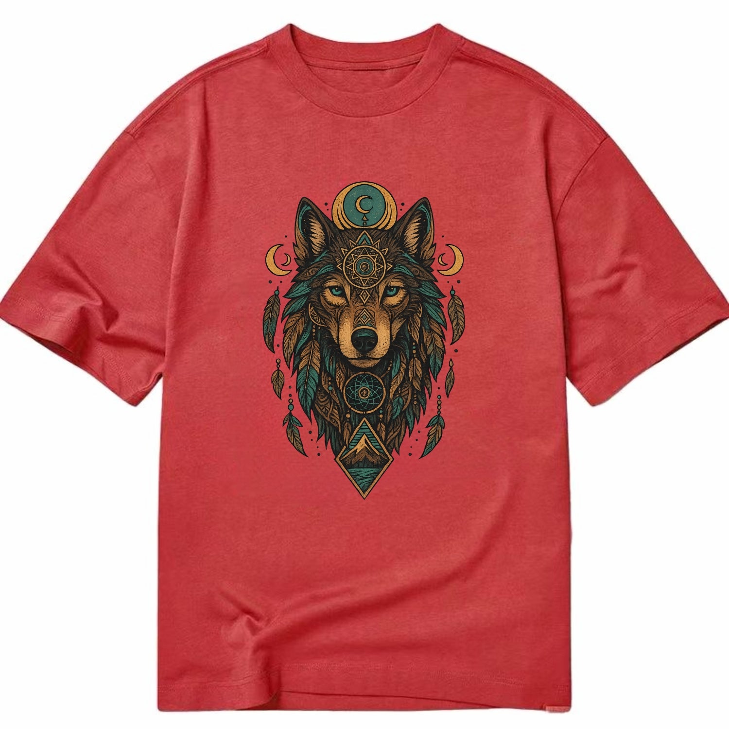 Retro 80s Wolf  - Classic T-shirt - Red