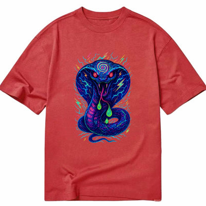 Mesmerizing cobra with hypnotic spiral patterns in the hood, scales that shimmer - Classic T-shirt - Red