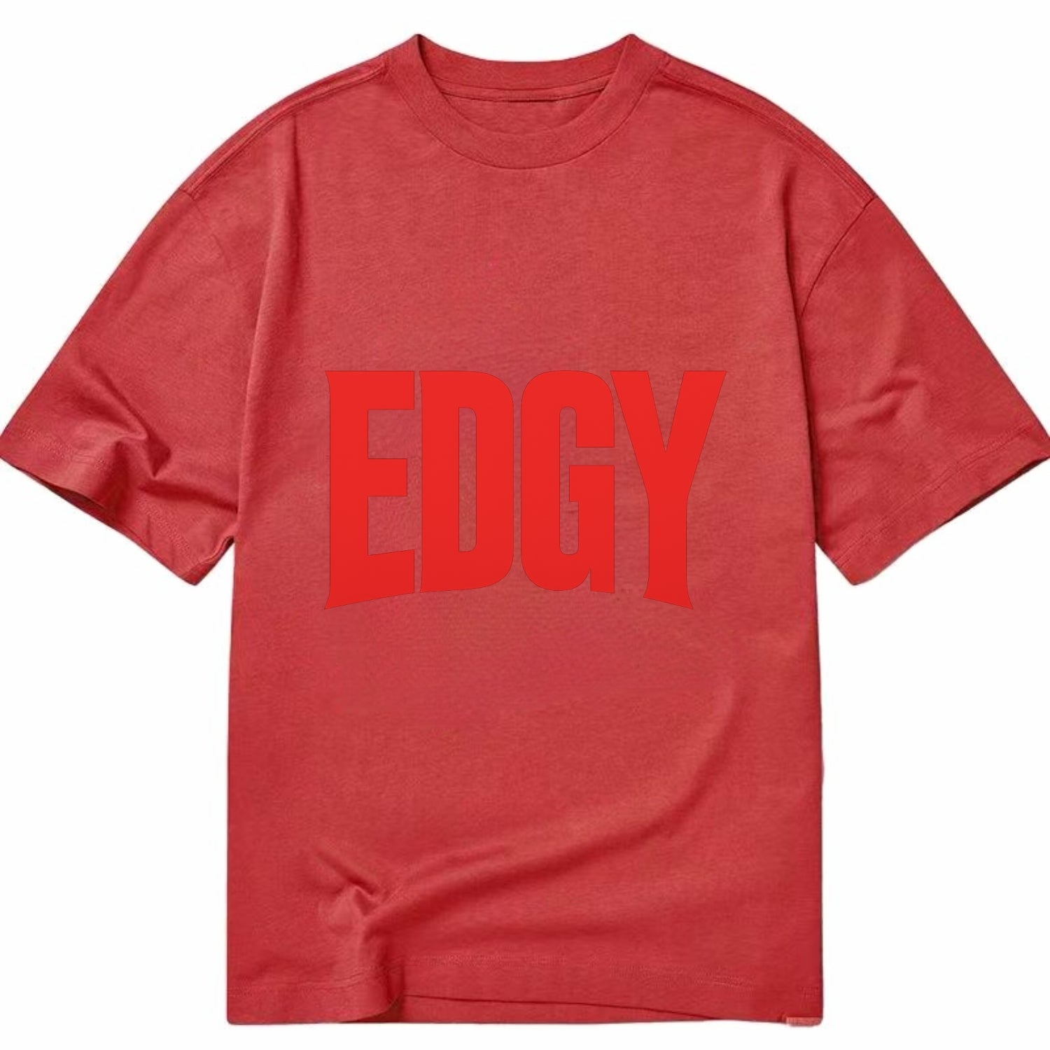 Bold typography design - "EDGY" - pushing boundaries, unconventional - Classic T-shirt - Red