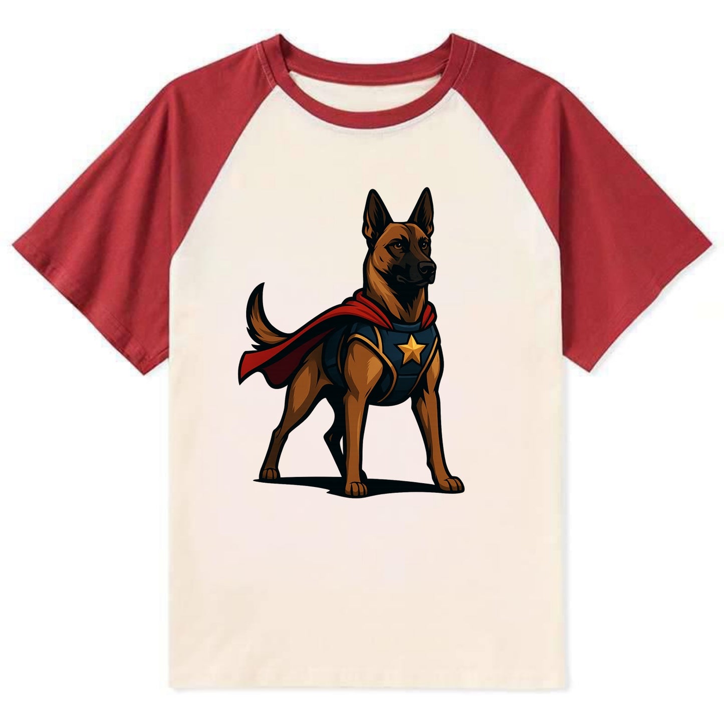 Belgian Malinois Guardian Hero  - Contra Contrast Raglan T-shirt - Red