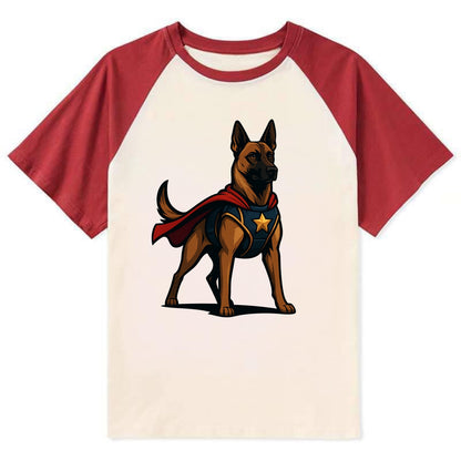 Belgian Malinois Guardian Hero  - Contra Contrast Raglan T-shirt - Red
