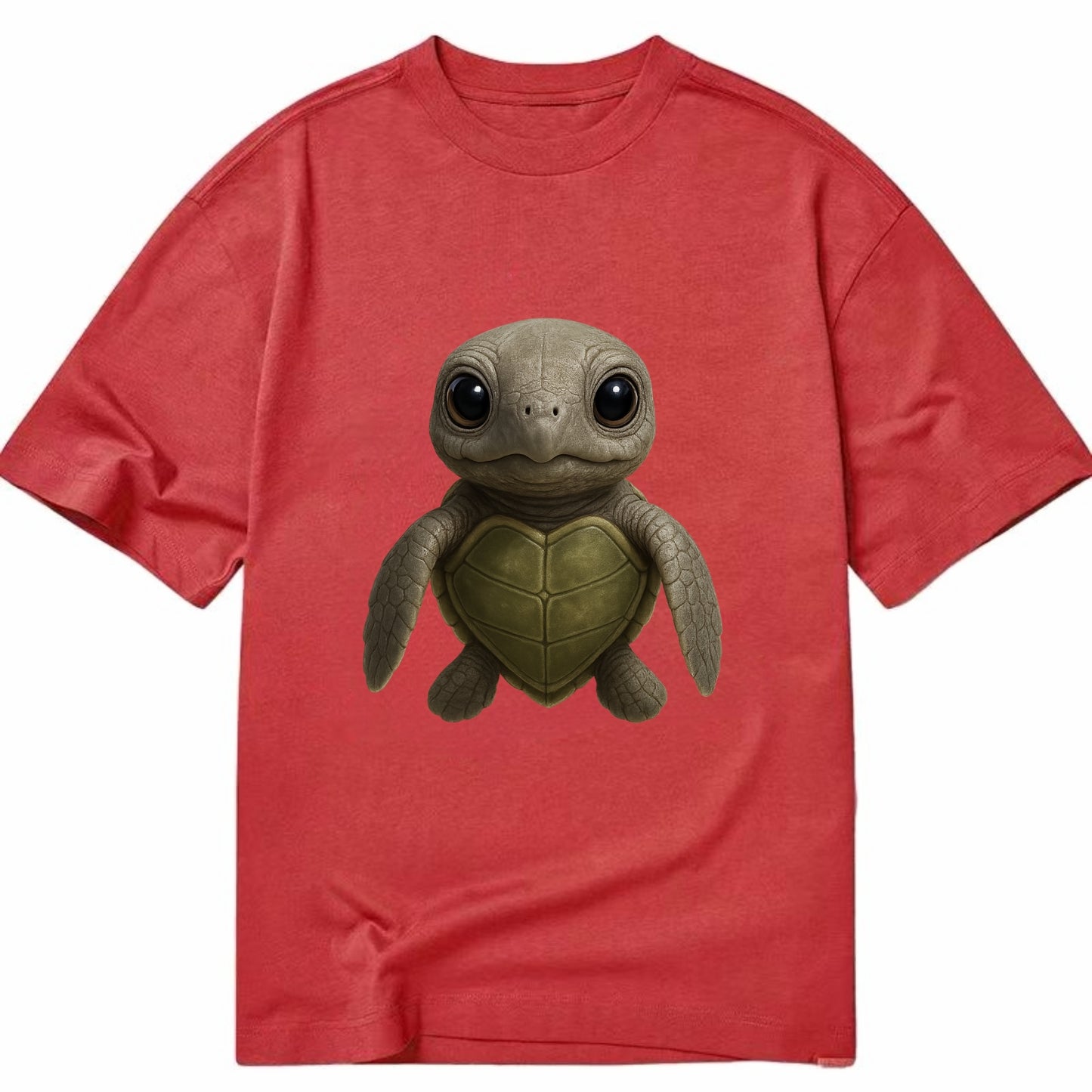 Baby Olive Ridley Turtle - olive green shell, heart-shaped carapace, bright eyes, - Classic T-shirt - Red