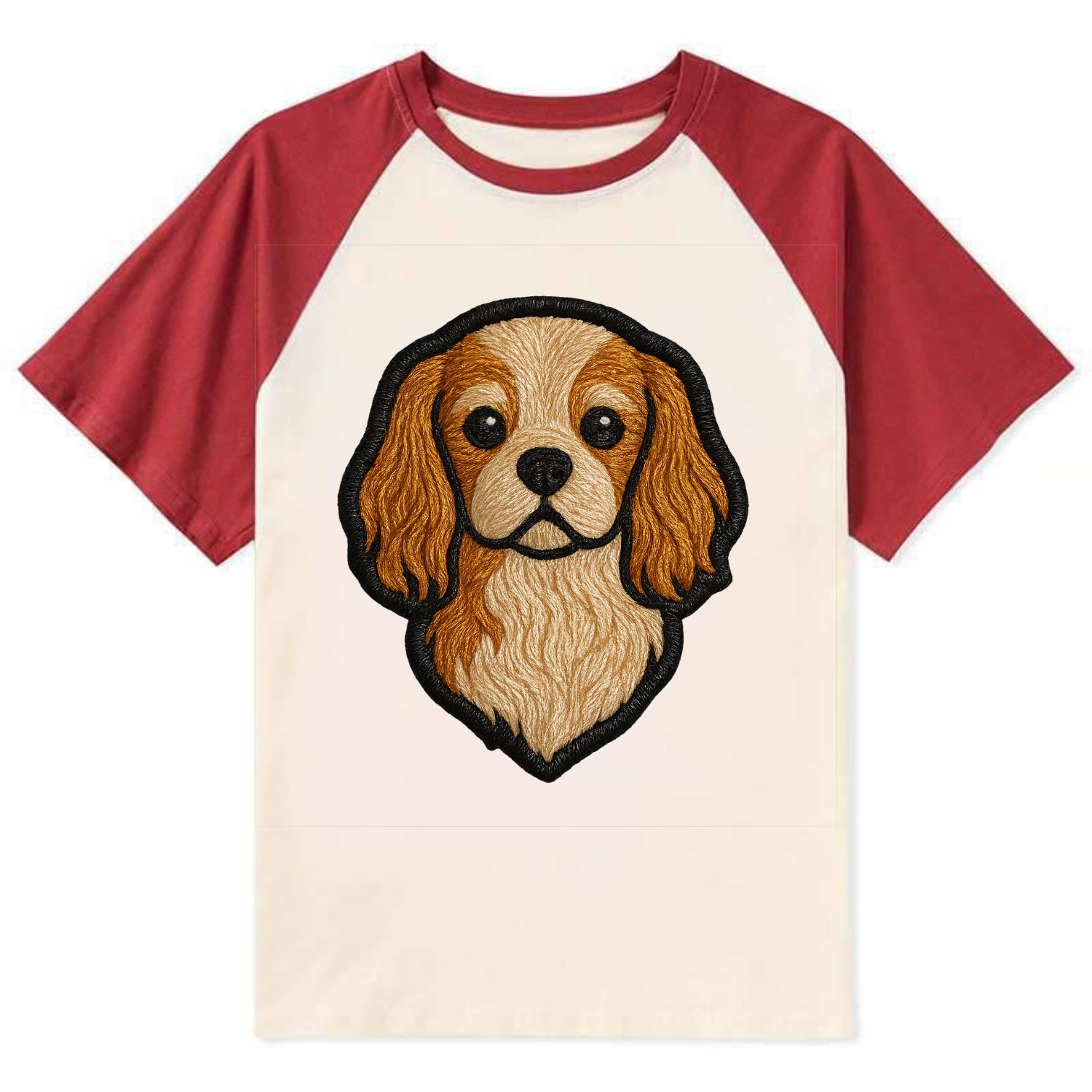Cavalier King Charles Spaniel - Modern g - Contrast Raglan T-shirt - Red