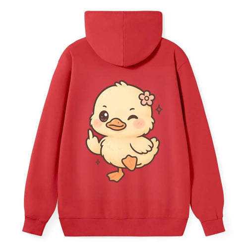 fluffy baby duck with small flower, one webbed foot raised sassily - Classic Pullover Hoodie