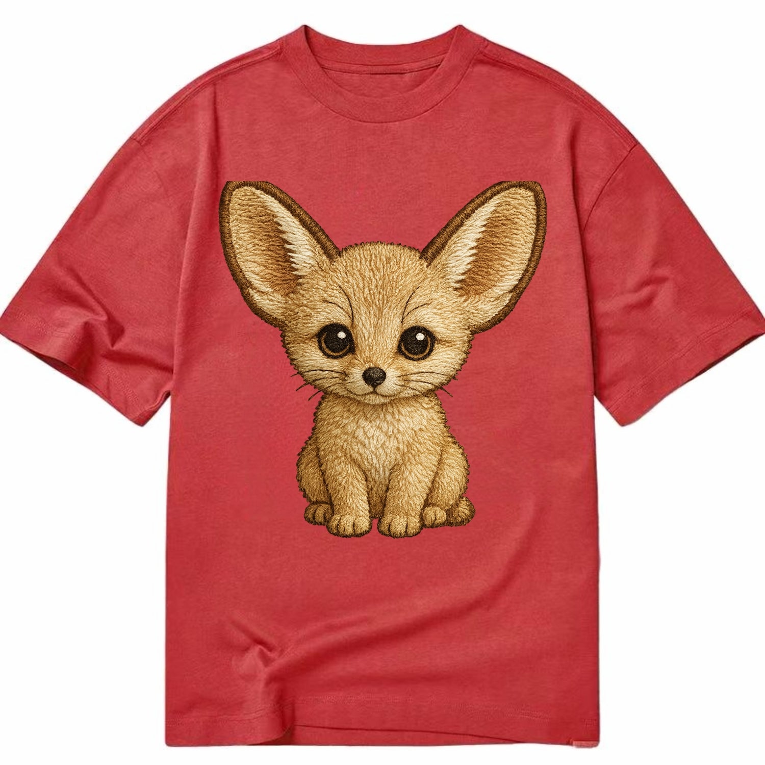 Baby Fennec Fox - huge ears, cream fur, large dark eyes, front-facing, desert baby - Classic T-shirt - Red