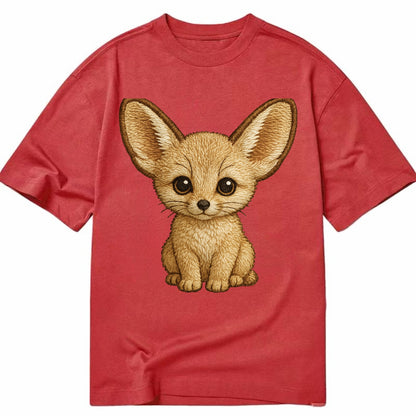 Baby Fennec Fox - huge ears, cream fur, large dark eyes, front-facing, desert baby - Classic T-shirt - Red