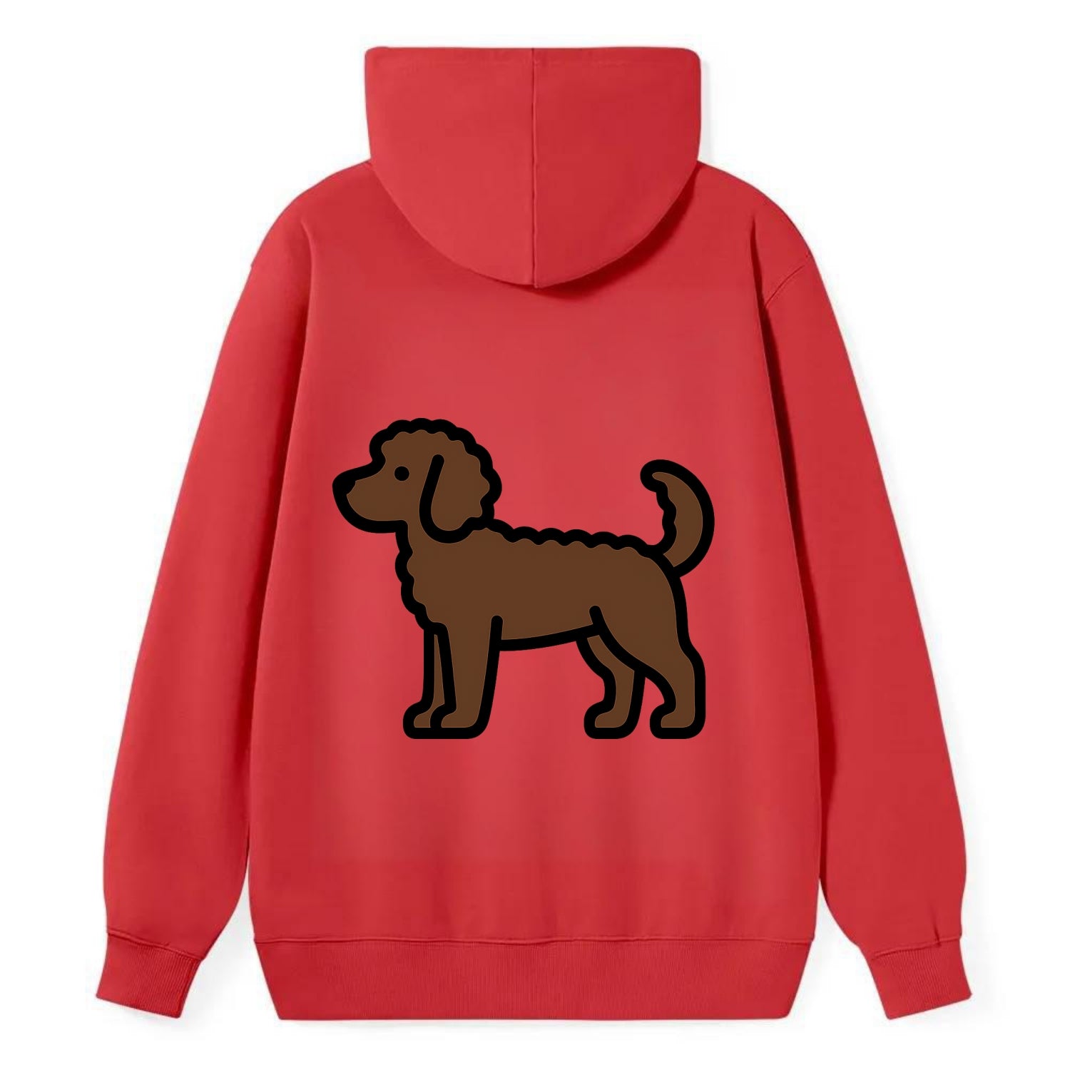 Labradoodle - Chocolate curly flat side profile - Classic Pullover Hoodie - Red