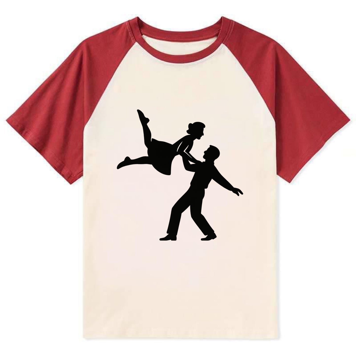 Swing dancers aerial lift - Contrast Raglan T-shirt - Red