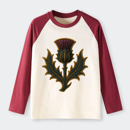Scottish Thistle  - Raglan Long Sleeve T-Shirt - Red