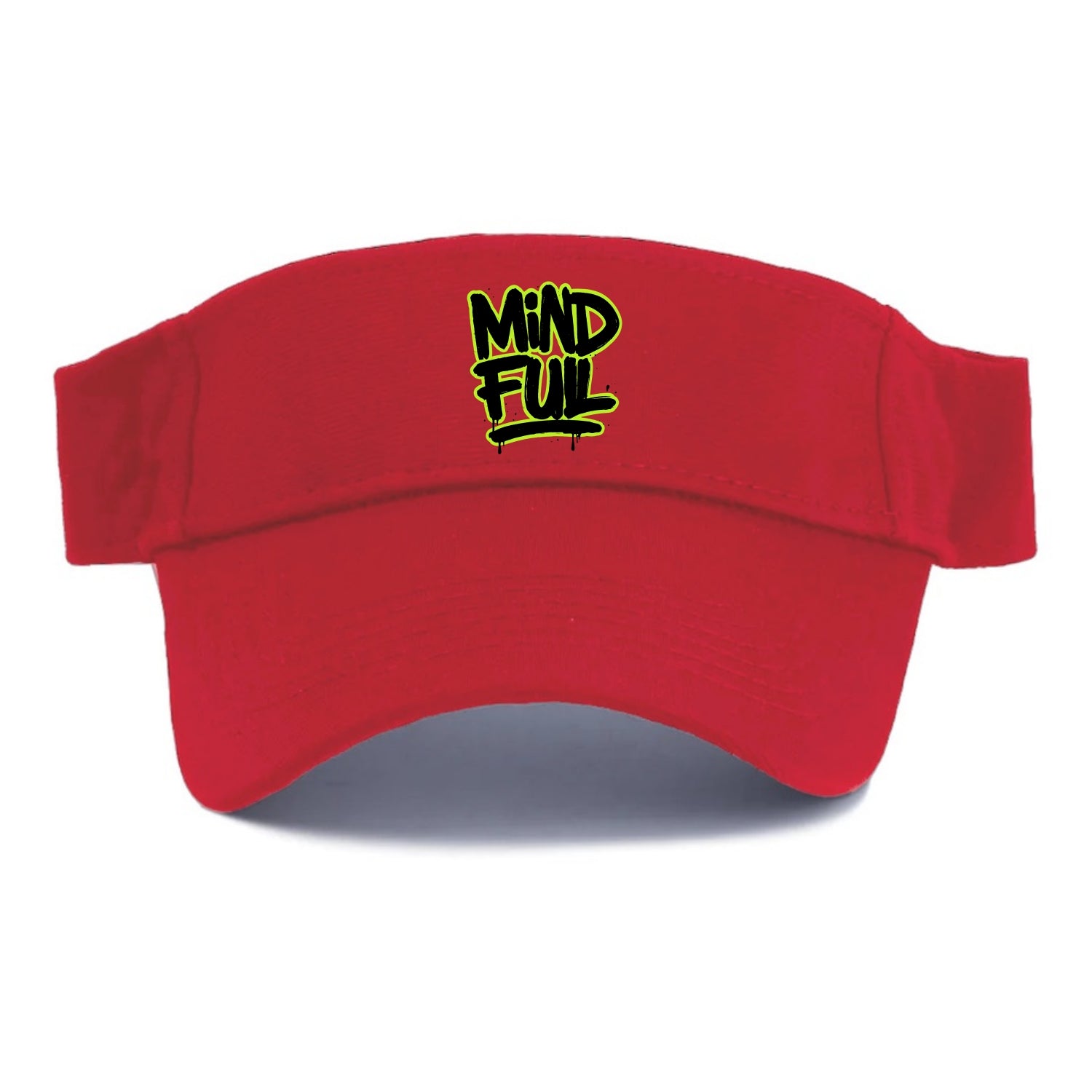 Bold typography design - "MINDFUL" - present awareness, conscious living - Visor - Red