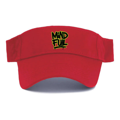 Bold typography design - "MINDFUL" - present awareness, conscious living - Visor - Red