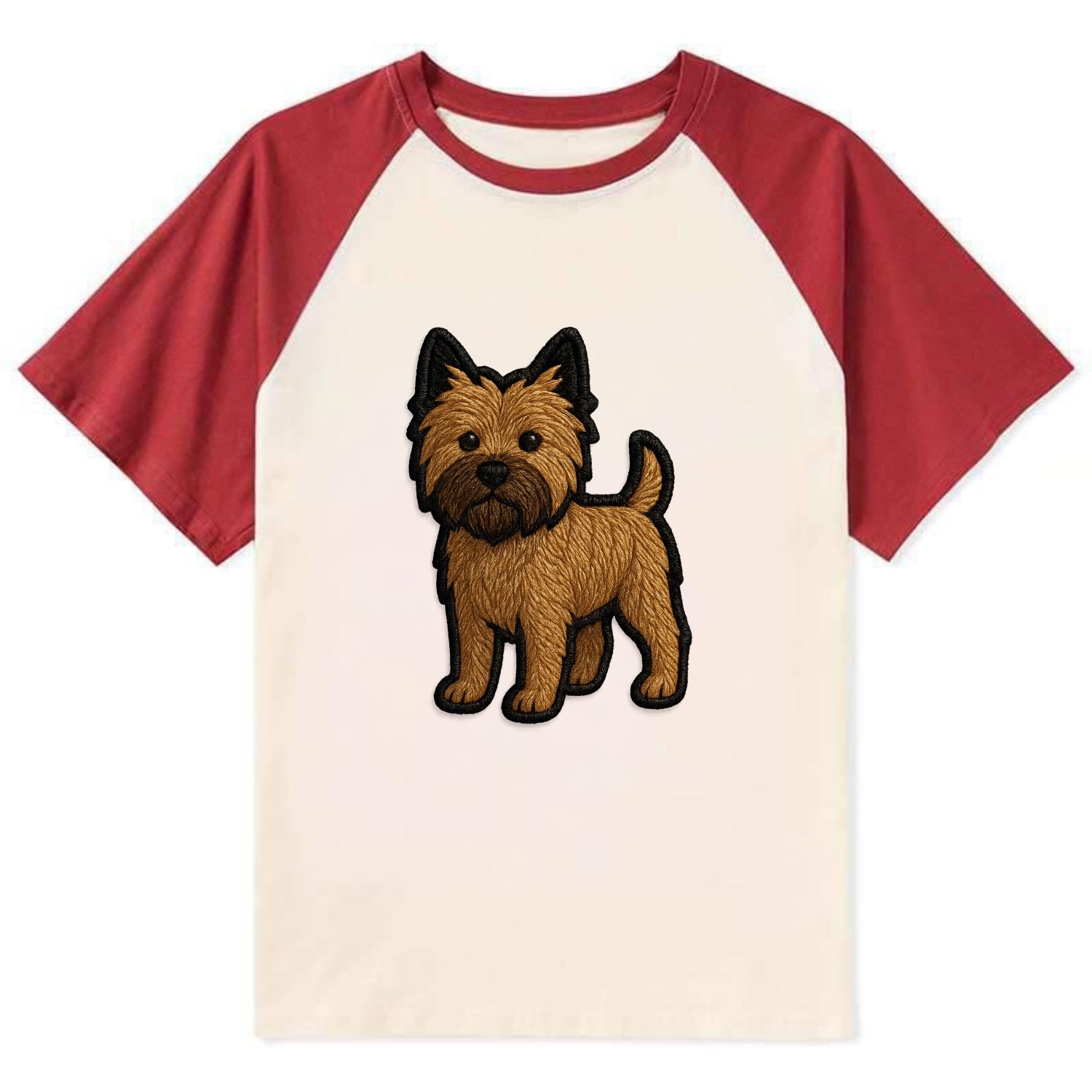 Cairn Terrier - Modern shaggy design wit - Contrast Raglan T-shirt - Red
