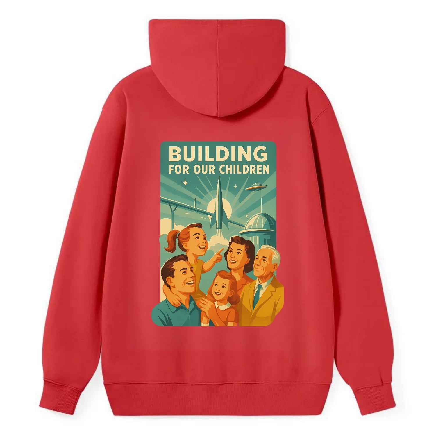 Multiple generations celebrating progress together - "Building for Our - Classic Pullover Hoodie - Red