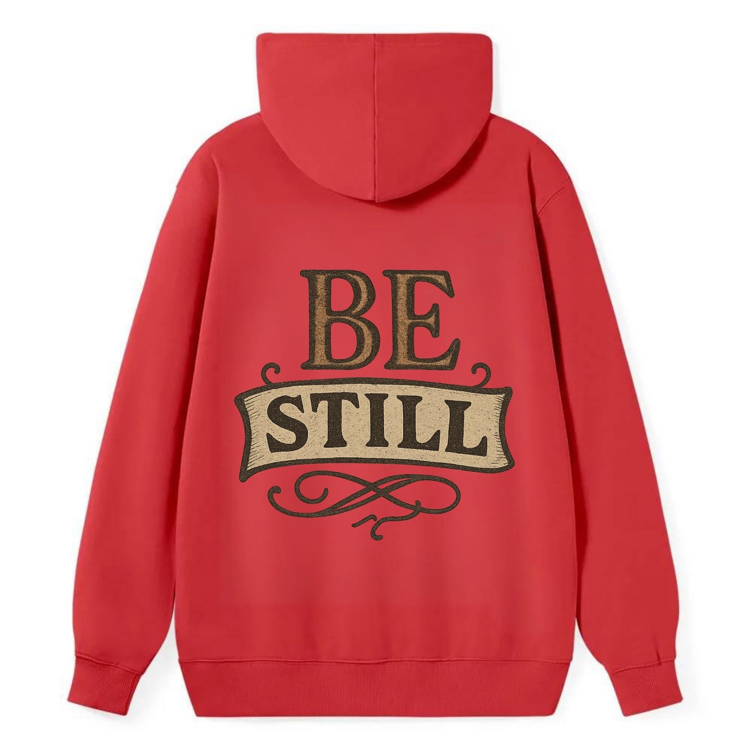Bold typography design - "BE STILL" - quiet mind, meditation, inner peace - Classic Pullover Hoodie - Red