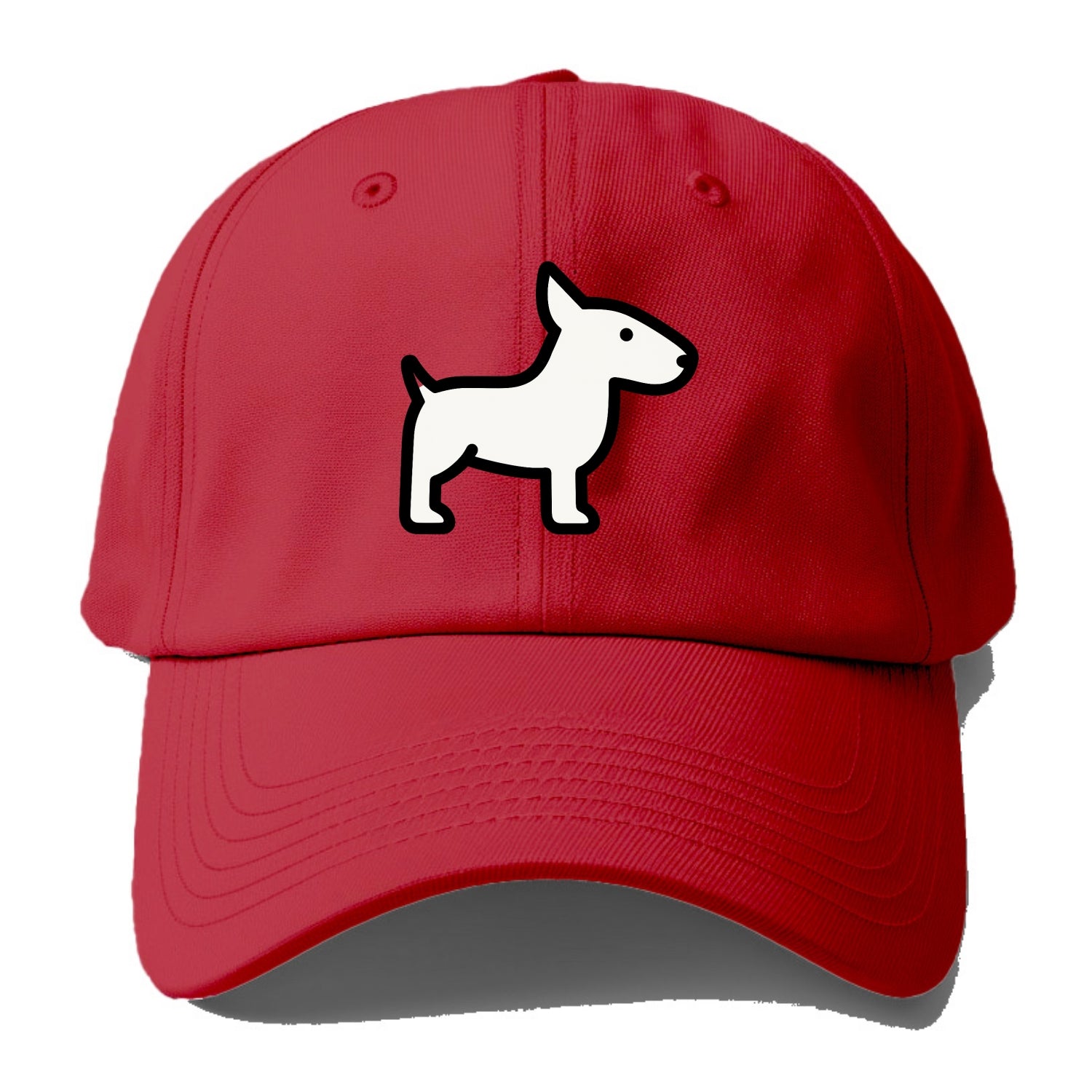 Bull Terrier - White egg-shaped head flat side profile - Baseball Cap - Red