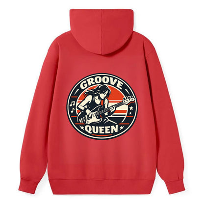 Groove Queen Emblem - Classic Pullover Hoodie - Red