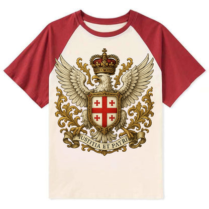 Georgia White Eagle Emblem - Contrast Raglan T-shirt - Red