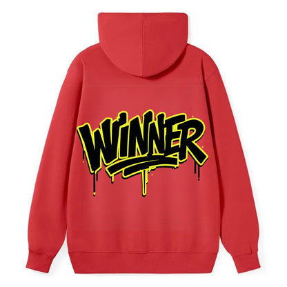 Bold typography design - "WINNER" - victorious mindset, champion - Classic Pullover Hoodie - Red