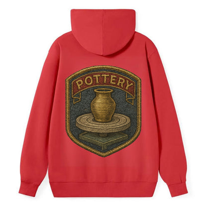 Pottery wheel with clay vessel - ceramicist symbol - Classic Pullover Hoodie - Red
