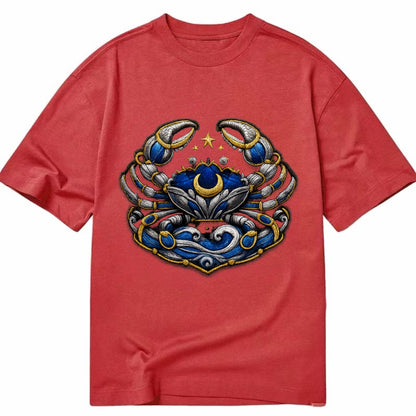 CANCER CRAB - protective crab in silver and blue , water sign - Classic T-shirt - Red