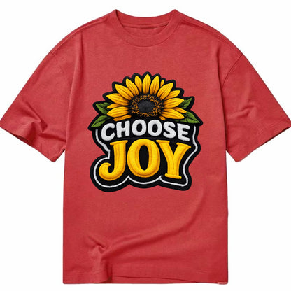 CHOOSE JOY - sunflower with text in yellow , happiness choice - Classic T-shirt - Red