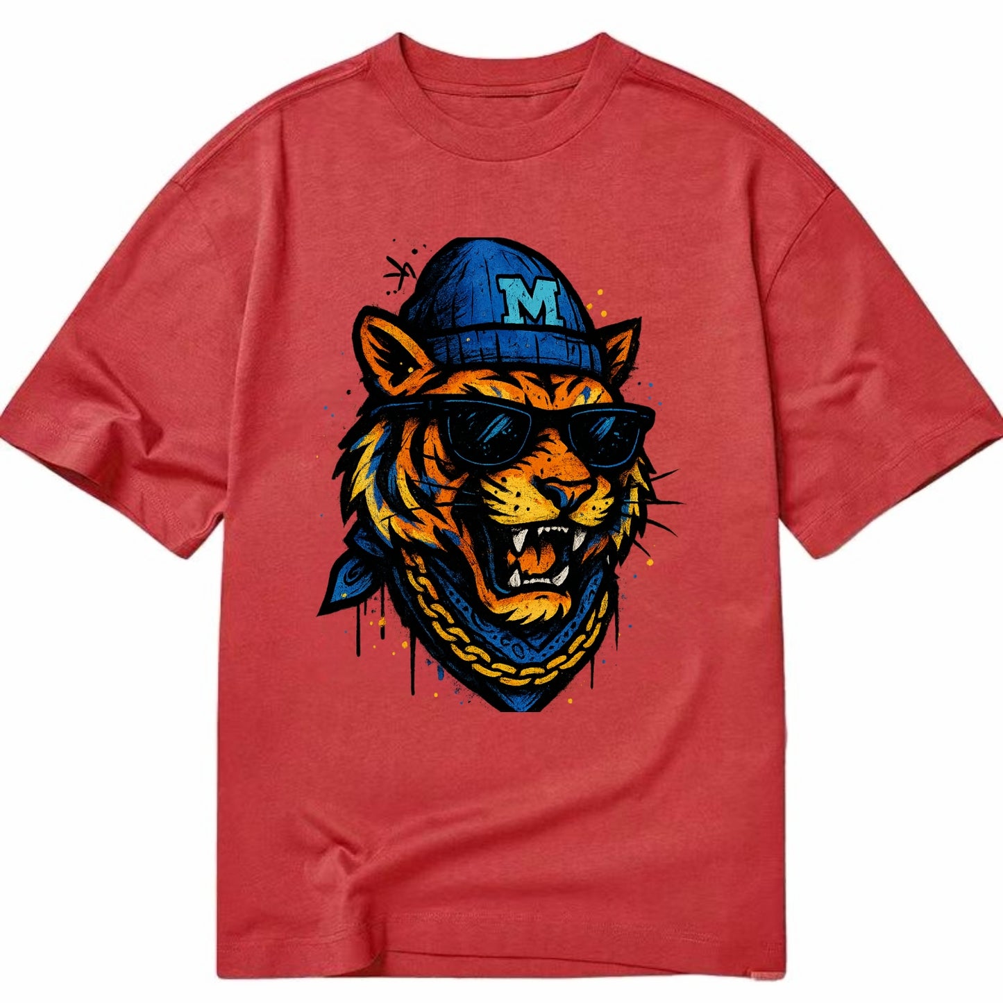 Memphis Tiger wearing Memphis beanie with M patch - Classic T-shirt - Red