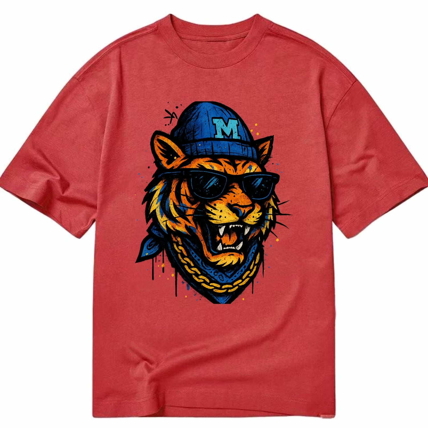 Memphis Tiger wearing Memphis beanie with M patch - Classic T-shirt - Red