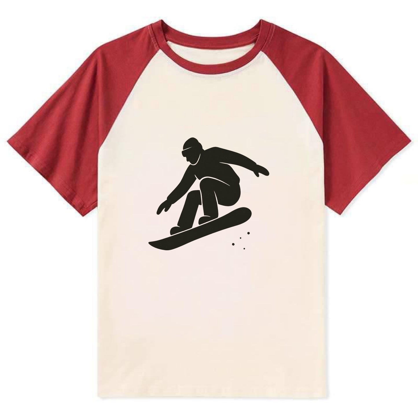 Snowboarder catching air off a jump - Contrast Raglan T-shirt - Red