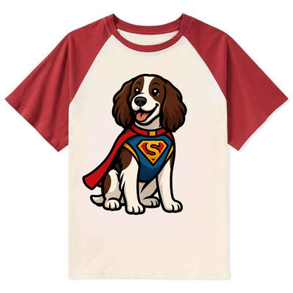 Springer Spaniel Friendly Hero  - Contra Contrast Raglan T-shirt - Red