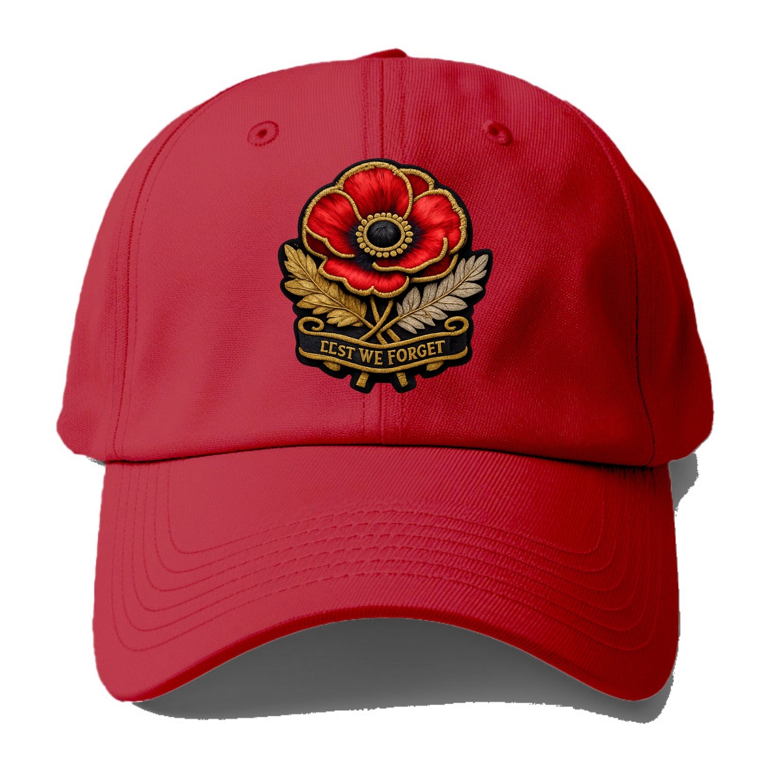 MEMORIAL POPPY - red poppy flower in scarlet , remembrance - Baseball Cap - Red