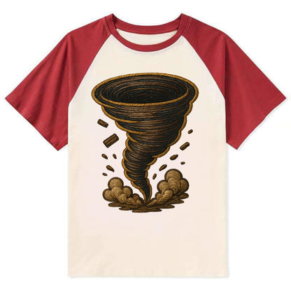 Tornado  - Contrast Raglan T-shirt - Red