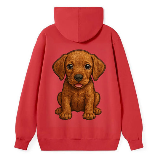 Baby Vizsla Puppy - golden rust coat, soulful eyes, athletic build, - Classic Pullover Hoodie - Red