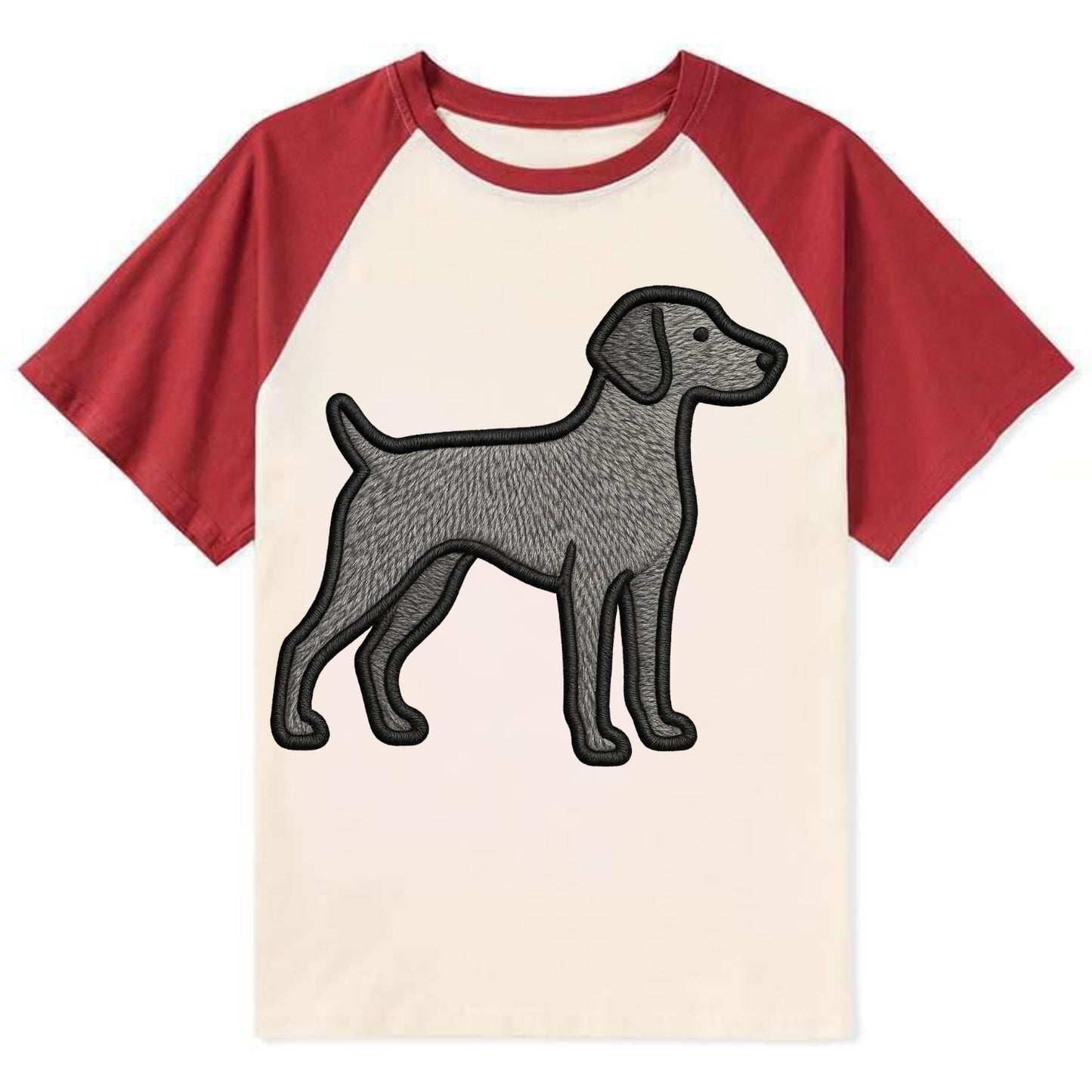 Weimaraner - Trendy gray ghost design wi - Contrast Raglan T-shirt - Red