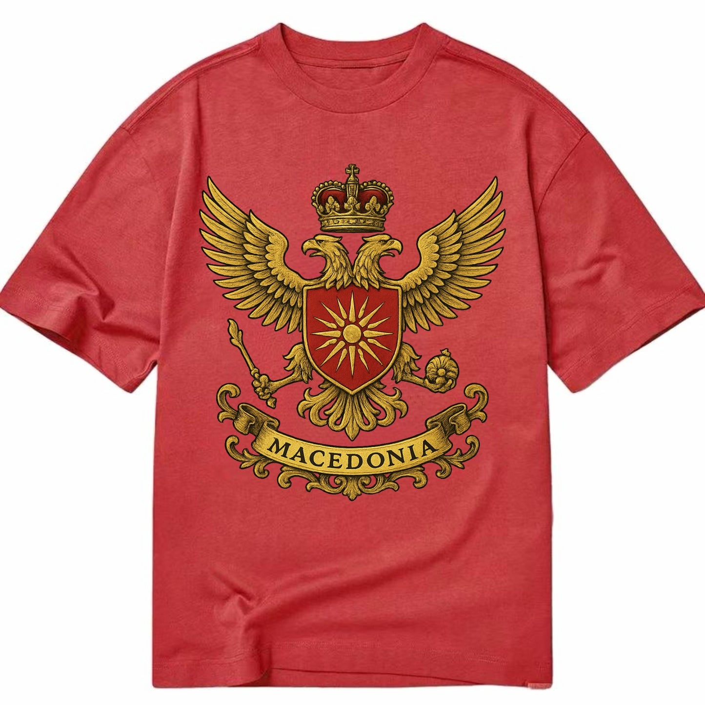Macedonia Heritage Badge  - Classic T-shirt - Red