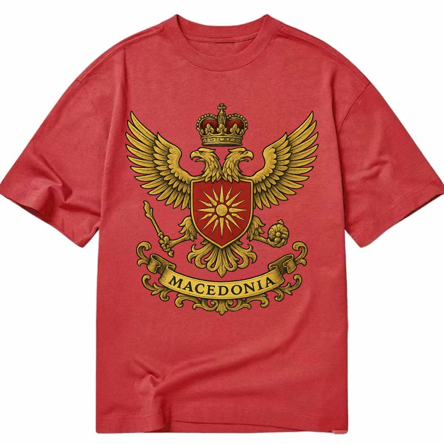 Macedonia Heritage Badge  - Classic T-shirt - Red