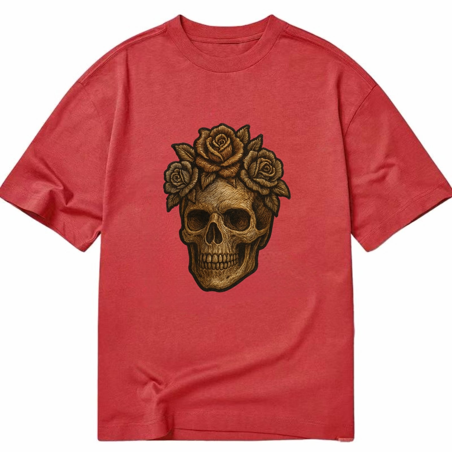 Skull and Roses  - Classic T-shirt - Red