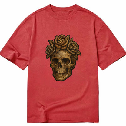 Skull and Roses  - Classic T-shirt - Red