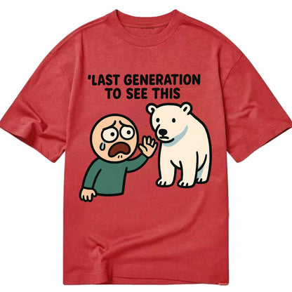 Person waving goodbye to polar bear - "Last generation to see this" - extinction - Classic T-shirt - Red