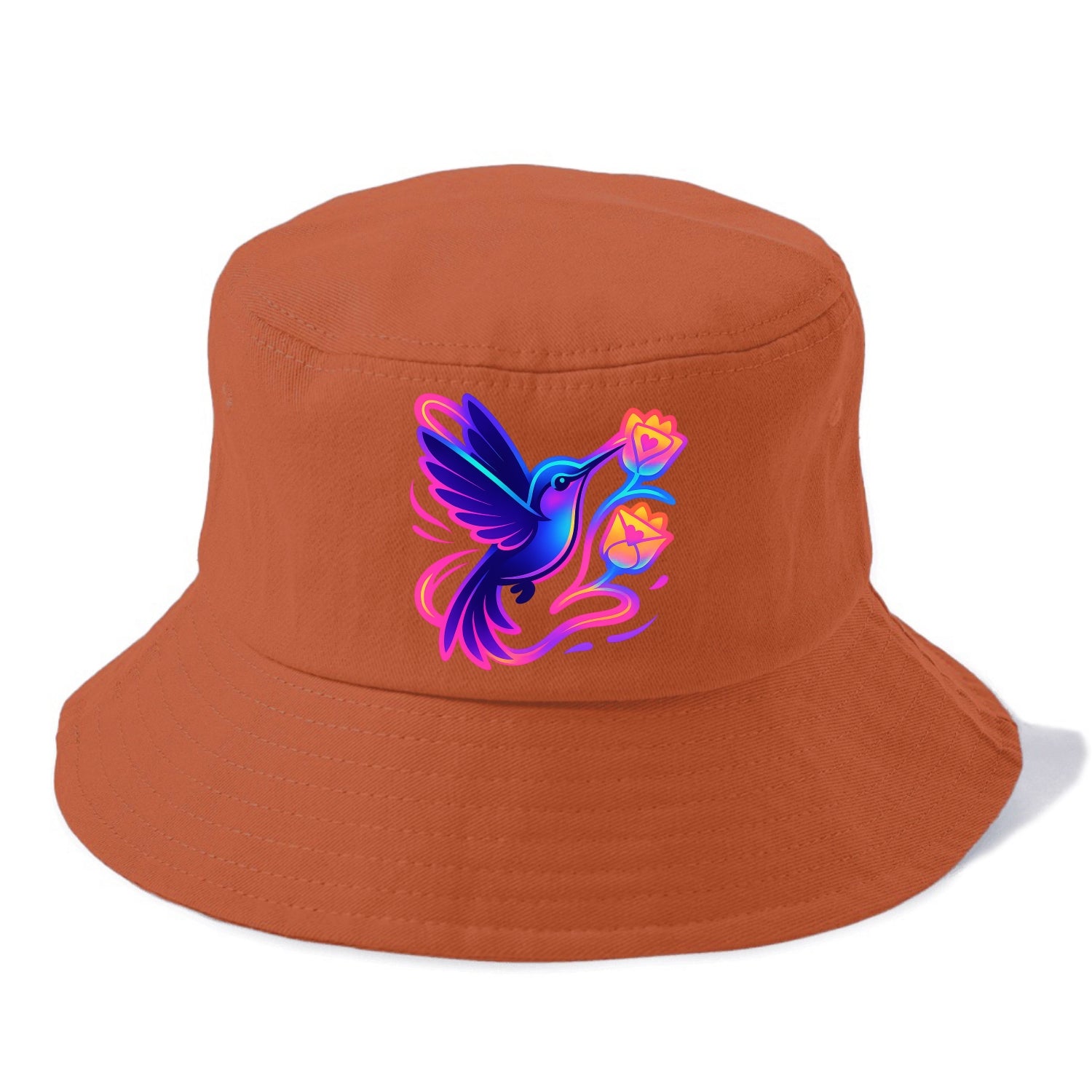 Hummingbird delivering miniature love letters tucked inside flower envelopes - Bucket Hat - Red
