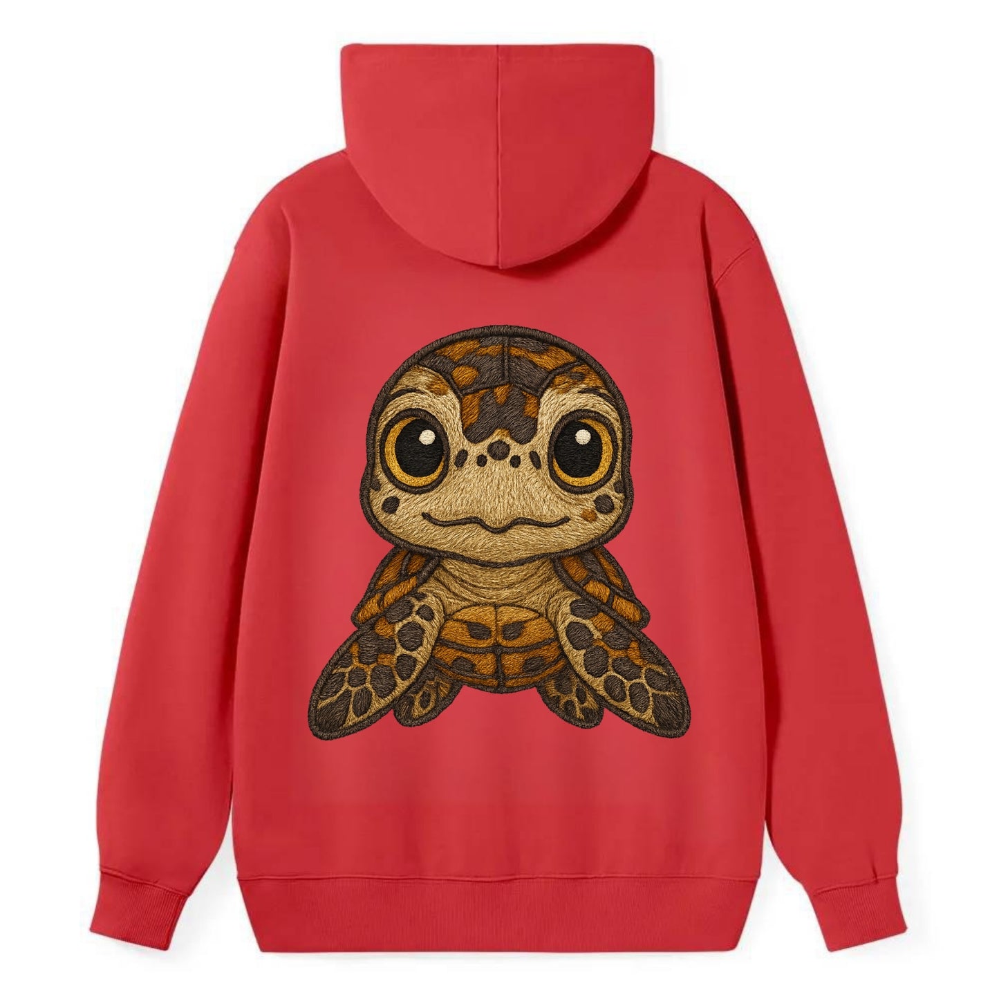 Baby Hawksbill Turtle - amber and brown shell pattern, curious golden - Classic Pullover Hoodie - Red