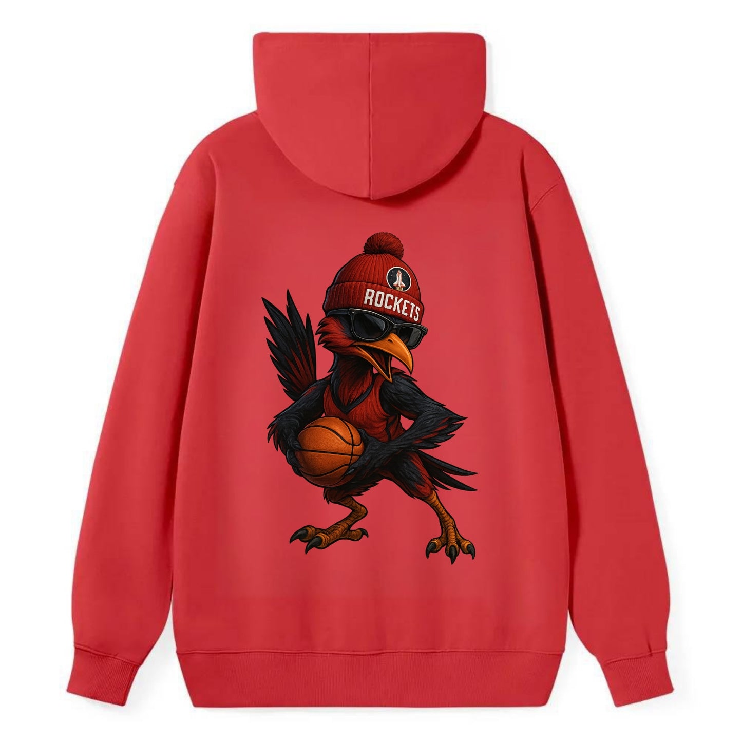 Houston Roadrunner wearing Rockets beanie with launch pad patch and - Classic Pullover Hoodie - Red