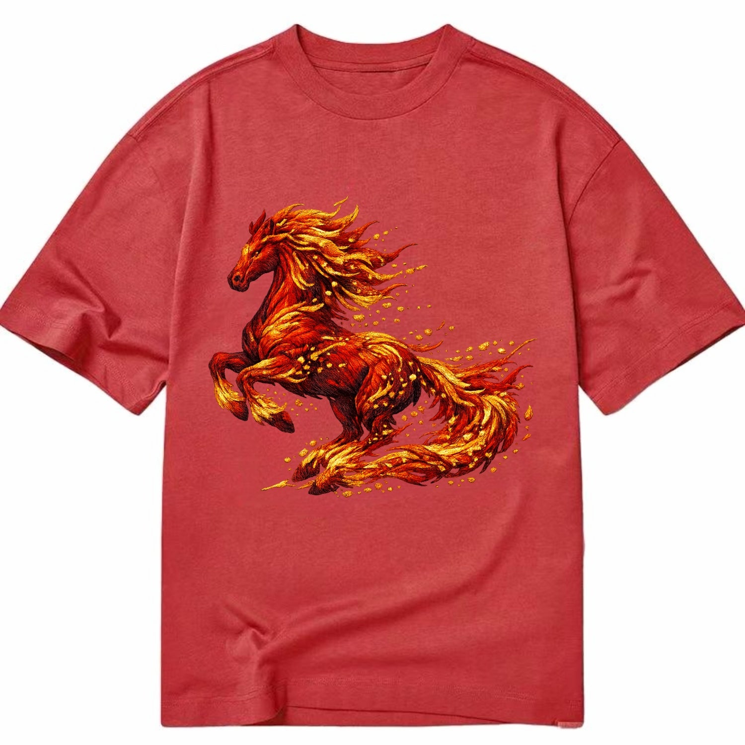 EMBER RISING | Sparks forming into horse shape | Particles of fire | Energy - Classic T-shirt - Red