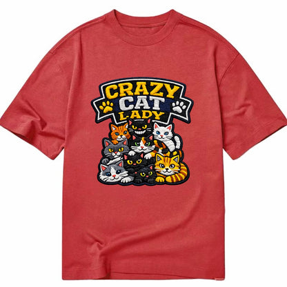 CRAZY CAT LADY - cat pile in multicolor , cat collector - Classic T-shirt - Red