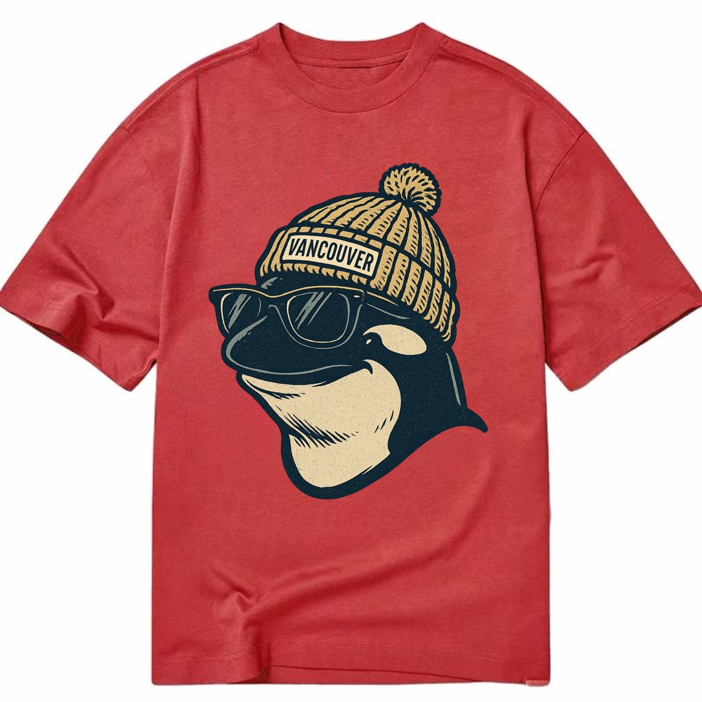 Vancouver Orca wearing Vancouver beanie - Classic T-shirt - Red