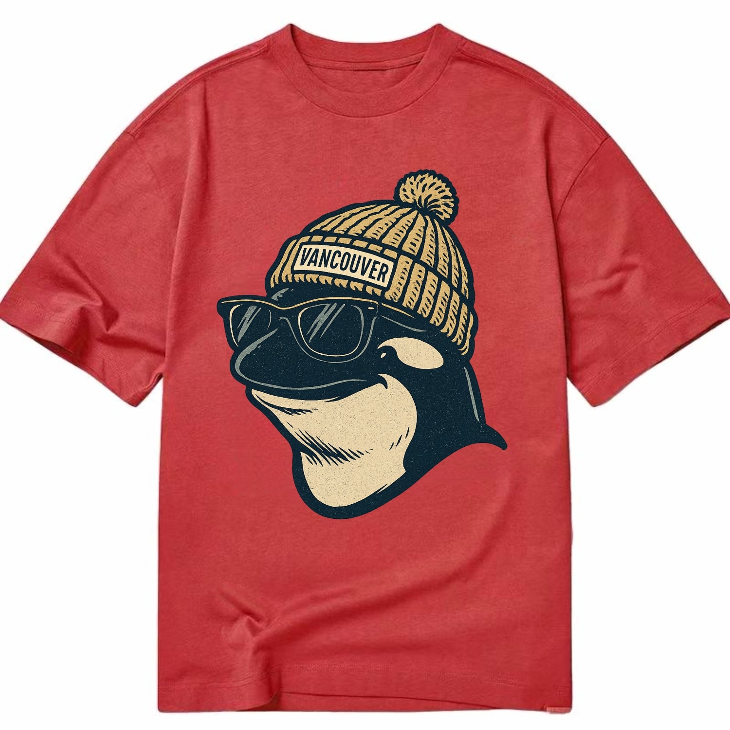 Vancouver Orca wearing Vancouver beanie - Classic T-shirt - Red