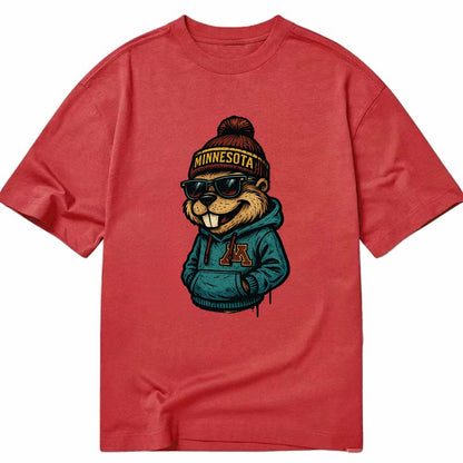 Minneapolis Gopher wearing Minnesota beanie with M patch - Classic T-shirt - Red