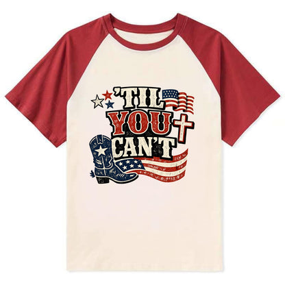 Til You Cant - Patriot Cross - Contrast Raglan T-shirt - Red