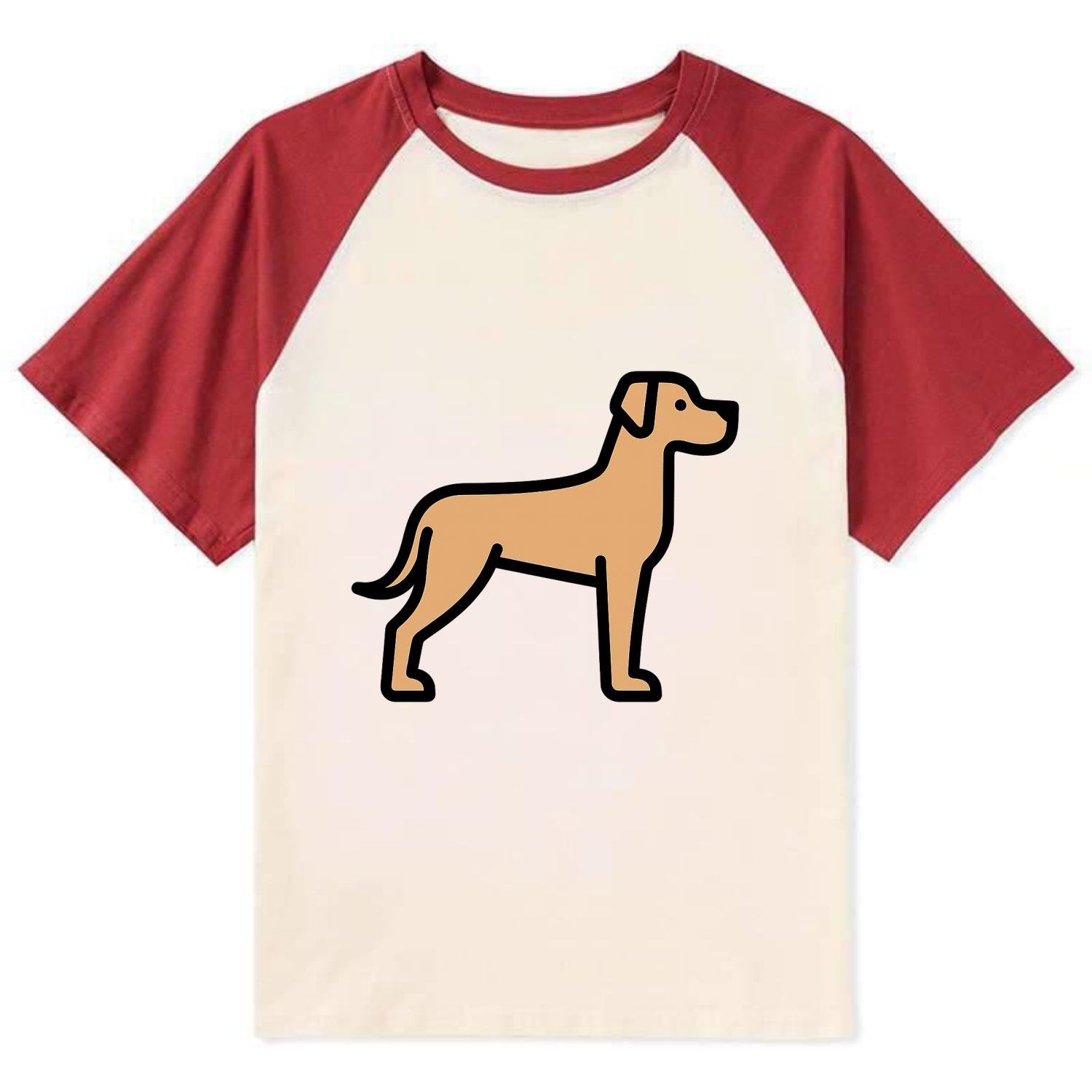 Great Dane - Fawn colored flat side profile - Contrast Raglan T-shirt - Red